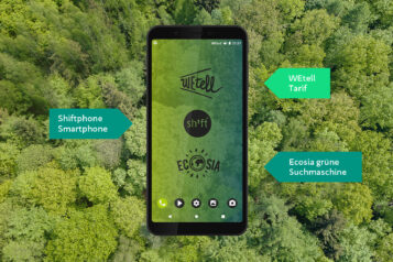 Das Impact Phone: eine Kooperation zwischen Ecosia, Shift Phones und WEtell.
