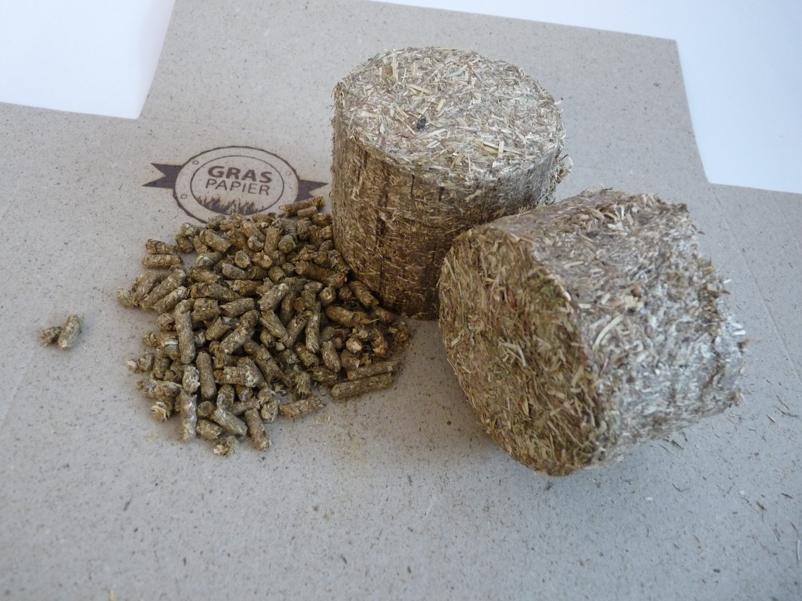 gepresstes Gras in Pellets von graspapier