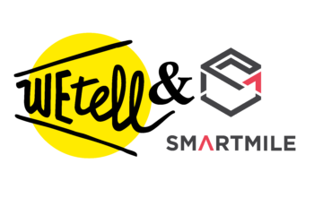 Das Bild zeigt das Logo von WEtell und Smartmile