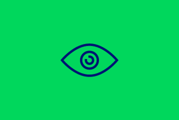 Eine Icon eines Auges vor grünem Hintergrund im Design der GLS Crowd