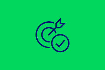 Eine Dartscheibe mit Pfeil und einem Haken vor grünem Hintergrund im Design der GLS Crowd