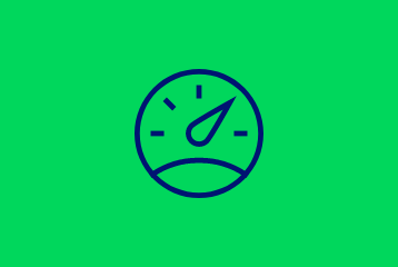 Ein Icon mit einem Tachometer vor grünem Hintergrund im Design der GLS Crowd