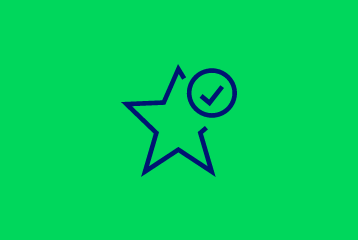 Ein Sternchen-Icon mit einem Haken vor einem grünen Hintergrund im Design der GLS Crowd